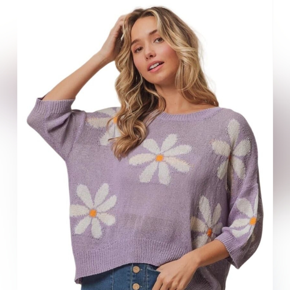 NWT Floral Elegance: The Chic Slit Sweater by BiBi